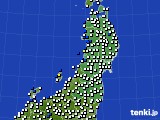 2021年08月25日の東北地方のアメダス(風向・風速)
