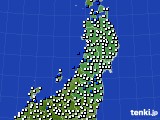 2021年08月28日の東北地方のアメダス(風向・風速)