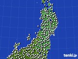 2021年09月04日の東北地方のアメダス(風向・風速)