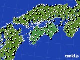 2021年09月18日の四国地方のアメダス(風向・風速)