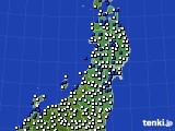 2021年10月02日の東北地方のアメダス(風向・風速)