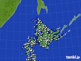 北海道地方のアメダス実況(風向・風速)(2021年10月10日)