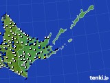 2021年10月10日の道東のアメダス(風向・風速)