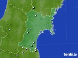 宮城県のアメダス実況(降水量)(2021年10月13日)