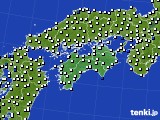 四国地方のアメダス実況(風向・風速)(2021年10月13日)