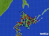 2021年10月14日の北海道地方のアメダス(日照時間)