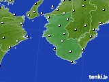 2021年10月14日の和歌山県のアメダス(風向・風速)