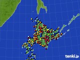2021年10月15日の北海道地方のアメダス(日照時間)