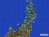 2021年10月15日の東北地方のアメダス(日照時間)