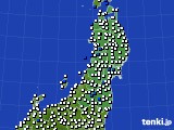 2021年10月15日の東北地方のアメダス(風向・風速)