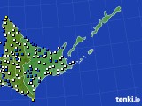 2021年10月15日の道東のアメダス(風向・風速)