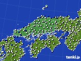 中国地方のアメダス実況(風向・風速)(2021年10月16日)