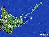 道東のアメダス実況(風向・風速)(2021年10月16日)