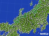 2021年10月18日の北陸地方のアメダス(風向・風速)