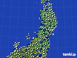 2021年10月20日の東北地方のアメダス(風向・風速)