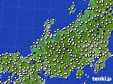 北陸地方のアメダス実況(風向・風速)(2021年10月21日)