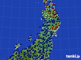 東北地方のアメダス実況(日照時間)(2021年10月25日)