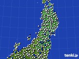 2021年10月29日の東北地方のアメダス(風向・風速)