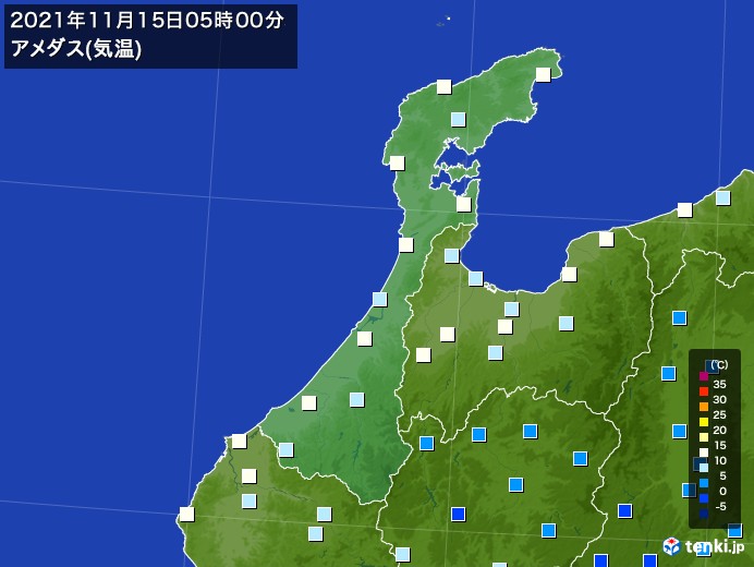 金沢 石川県 の過去のアメダス 21年11月15日 日本気象協会 Tenki Jp