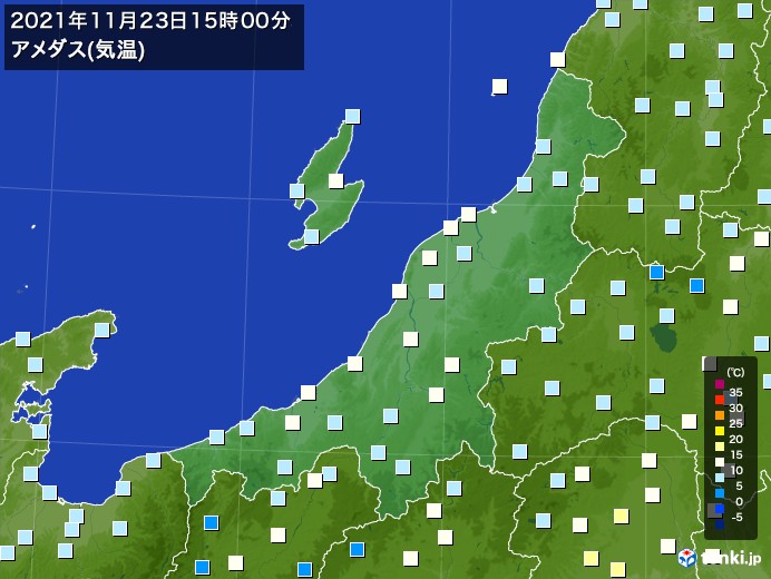 新潟県の過去のアメダス実況 21年11月23日 気温 日本気象協会 Tenki Jp