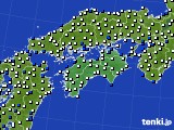 2021年12月18日の四国地方のアメダス(風向・風速)