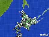 北海道地方のアメダス実況(風向・風速)(2021年12月21日)