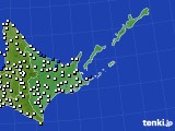 道東のアメダス実況(風向・風速)(2021年12月21日)