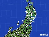2021年12月23日の東北地方のアメダス(風向・風速)