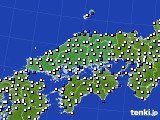 中国地方のアメダス実況(風向・風速)(2022年01月03日)