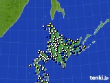 北海道地方のアメダス実況(風向・風速)(2022年01月04日)