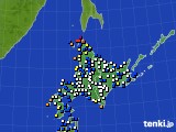 北海道地方のアメダス実況(風向・風速)(2022年01月12日)