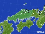 中国地方のアメダス実況(降水量)(2022年01月14日)