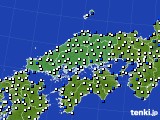 中国地方のアメダス実況(風向・風速)(2022年01月14日)