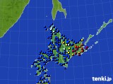 北海道地方のアメダス実況(日照時間)(2022年01月16日)