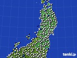 東北地方のアメダス実況(風向・風速)(2022年01月16日)