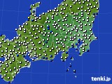 関東・甲信地方のアメダス実況(風向・風速)(2022年01月16日)