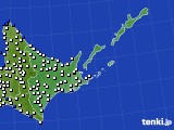 道東のアメダス実況(風向・風速)(2022年01月16日)
