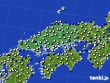 中国地方のアメダス実況(風向・風速)(2022年01月18日)