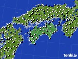 2022年01月18日の四国地方のアメダス(風向・風速)