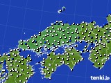 2022年02月03日の中国地方のアメダス(風向・風速)