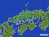 2022年02月06日の中国地方のアメダス(風向・風速)