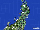 東北地方のアメダス実況(風向・風速)(2022年02月07日)