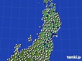 2022年02月09日の東北地方のアメダス(風向・風速)