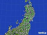 東北地方のアメダス実況(風向・風速)(2022年02月15日)
