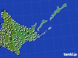 道東のアメダス実況(風向・風速)(2022年02月15日)