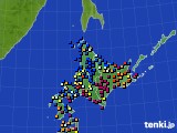 北海道地方のアメダス実況(日照時間)(2022年02月18日)