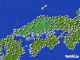 2022年02月19日の中国地方のアメダス(風向・風速)