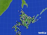 北海道地方のアメダス実況(風向・風速)(2022年02月20日)