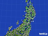 東北地方のアメダス実況(風向・風速)(2022年02月20日)