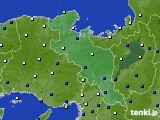 2022年02月20日の京都府のアメダス(風向・風速)